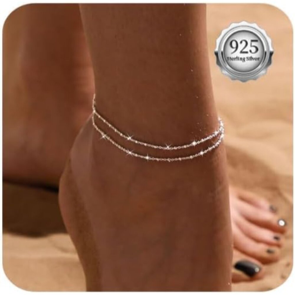 Waterproof & Adjustable Silver Anklets For Women … - image 1
